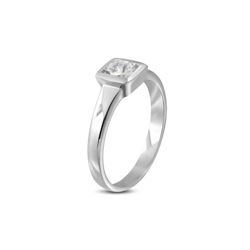 Stainless Steel Band with Bezel-set Square Cubic Zirconia Stainless Steel Band with Bezel-set Square Cubic Zirconia